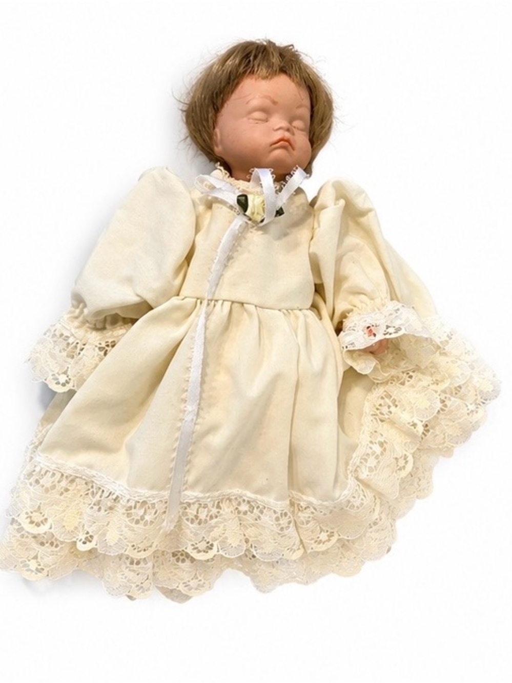 1980s Handmade Vintage Porcelain Christening Doll